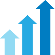 Ascend: three upward arrows increasing in height